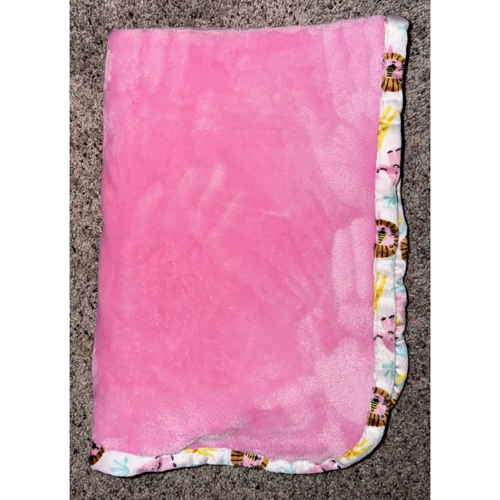 Le Bebe Favorite Pink Elephant Lion Lovey Security Blanket 30in x 40in